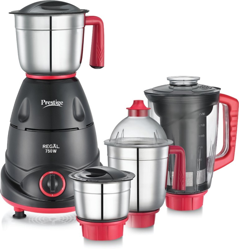 Prestige Regal 41384 750 Juicer Mixer Grinder (4 Jars, Red And Black)
