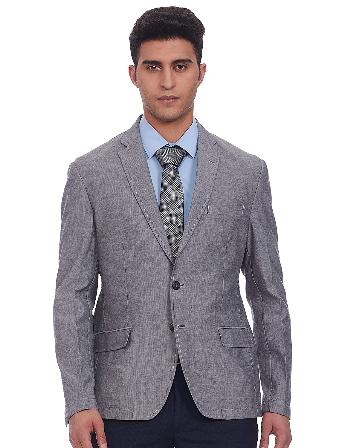 Park Avenue Full Sleeve Black Cotton Slim Fit Blazer